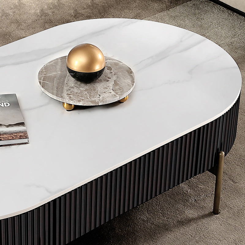 Modern Style Round White Black Metal Four-legged Coffee Table