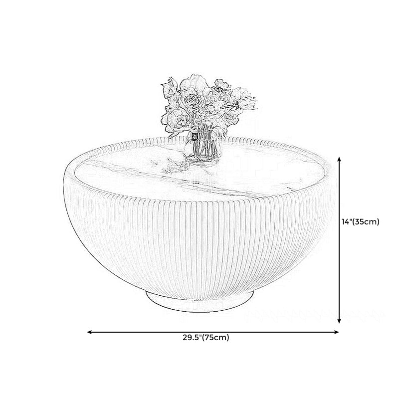 Square Block Base Cocktail Table Rock Plate Desktop Round Coffee Table with Metal Base