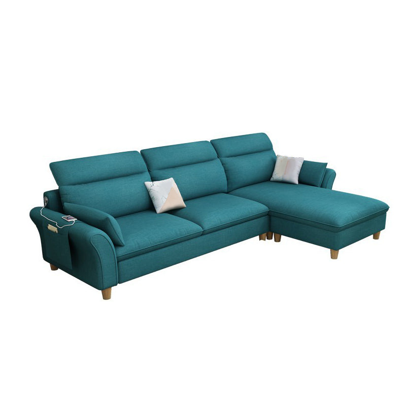 Flared Arms Sofa with Ottoman Included and Storage for 3 People