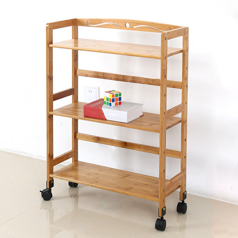 Natural Urban Etagere Bookshelf Manufactured Wood Bookcase with Caster Wheels