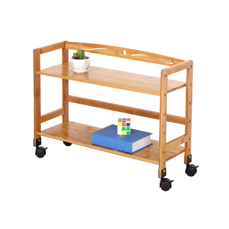 Natural Urban Etagere Bookshelf Manufactured Wood Bookcase with Caster Wheels