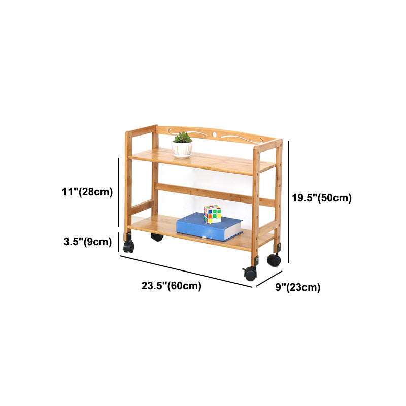 Natural Urban Etagere Bookshelf Manufactured Wood Bookcase with Caster Wheels