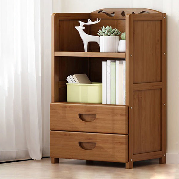 Contemporary Vertical Standard Bookcase Brown Manufactured Wood Bookshelf