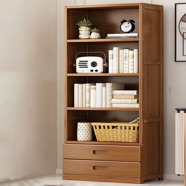 Contemporary Vertical Standard Bookcase Brown Manufactured Wood Bookshelf