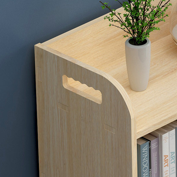Natural Urban Etagere Bookshelf Oak Wood Open Bookcase for Home