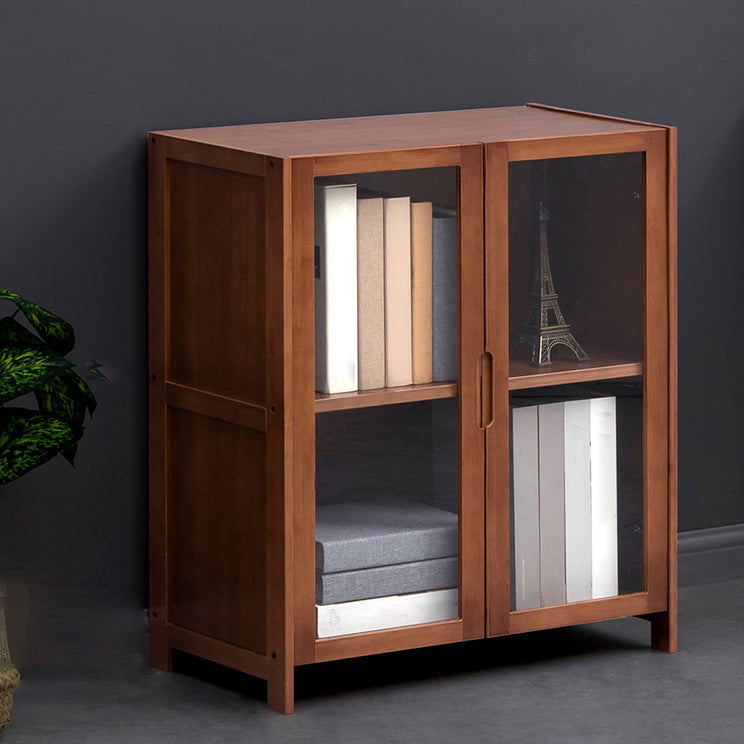 Contemporary Style Wood Bookcase Closed Back Bookshelf with Door for Home