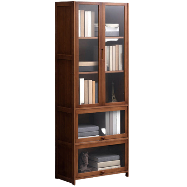 Contemporary Style Wood Bookcase Closed Back Bookshelf with Door for Home