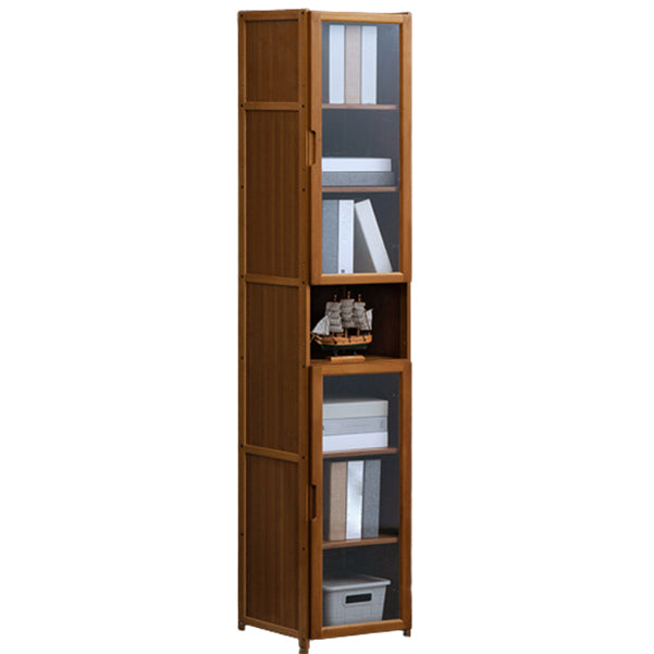 Contemporary Style Wood Bookcase Closed Back Bookshelf with Door for Home