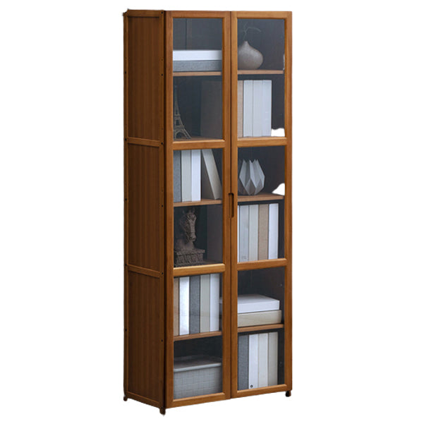 Contemporary Style Wood Bookcase Closed Back Bookshelf with Door for Home