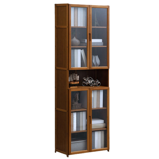 Contemporary Style Wood Bookcase Closed Back Bookshelf with Door for Home