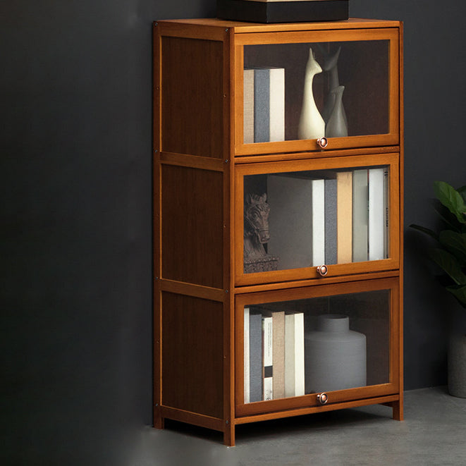 Contemporary Style Wood Bookcase Closed Back Bookshelf with Door for Home