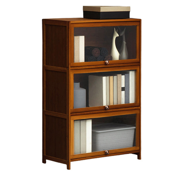 Contemporary Style Wood Bookcase Closed Back Bookshelf with Door for Home