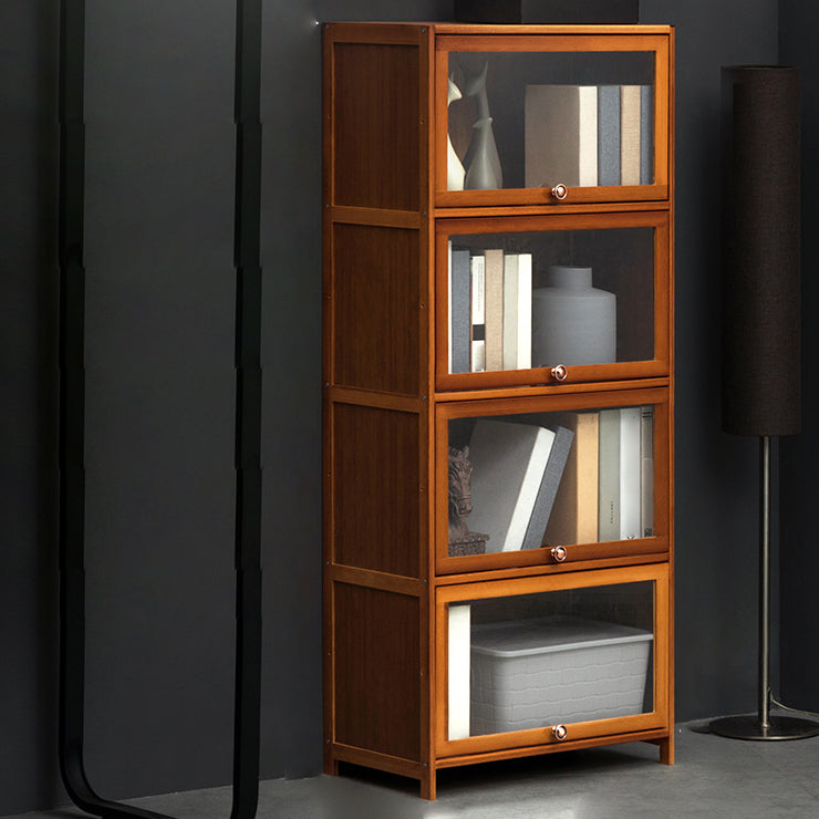 Contemporary Style Wood Bookcase Closed Back Bookshelf with Door for Home