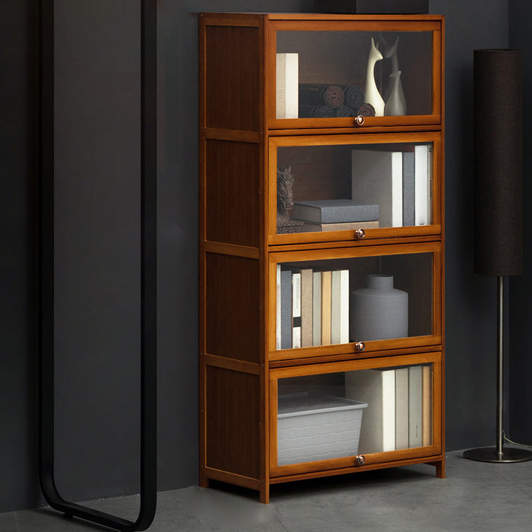 Contemporary Style Wood Bookcase Closed Back Bookshelf with Door for Home