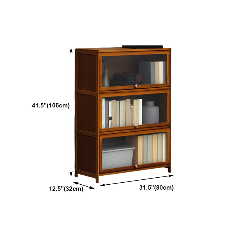 Contemporary Style Wood Bookcase Closed Back Bookshelf with Door for Home