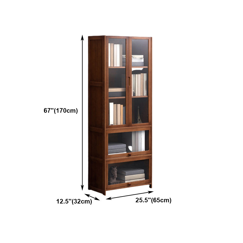 Contemporary Style Wood Bookcase Closed Back Bookshelf with Door for Home