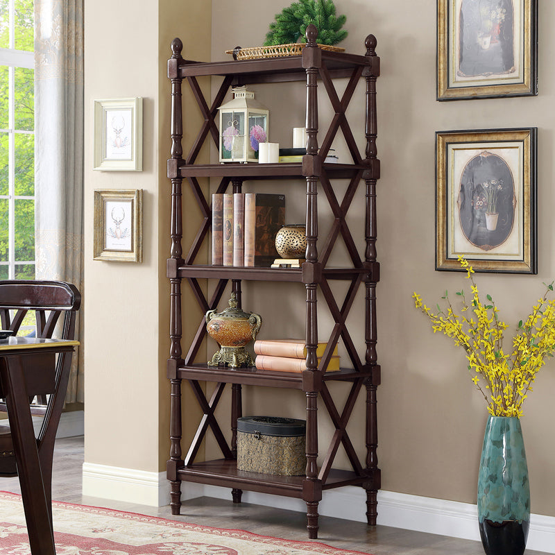 Solid Wood Standard Bookcase Modern Fixed Bookshelf for Home Office