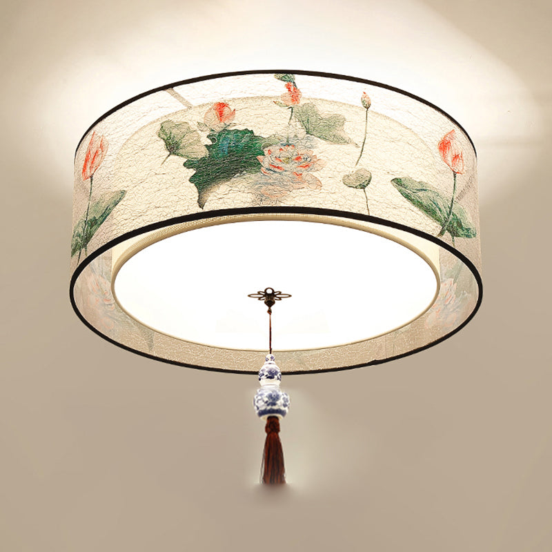 Modern Fabric Flush Mount Ceiling Light Simple Flush Mount Light Fixture