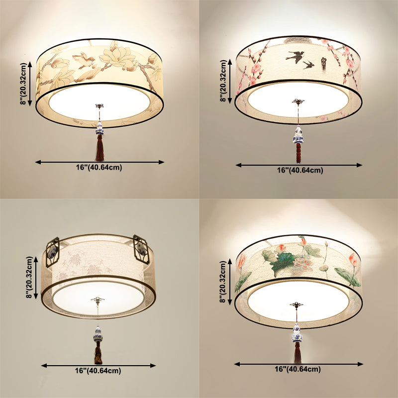 Modern Fabric Flush Mount Ceiling Light Simple Flush Mount Light Fixture