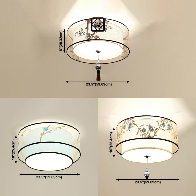 Modern Fabric Flush Mount Ceiling Light Simple Flush Mount Light Fixture