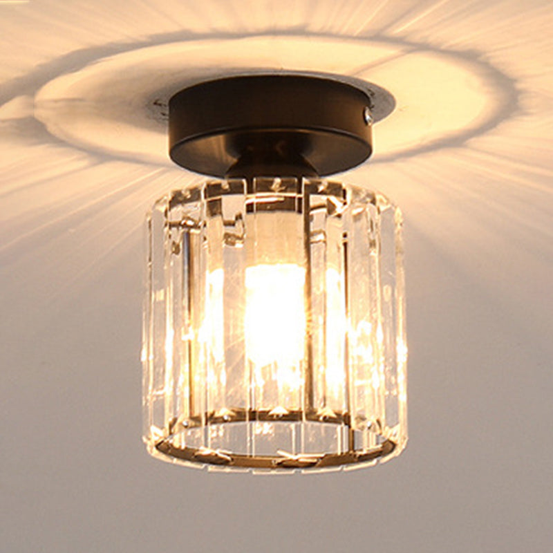 Crystal Shaded Semi Flush Light Fixture Minimalist-Style Close to Ceiling Lamp