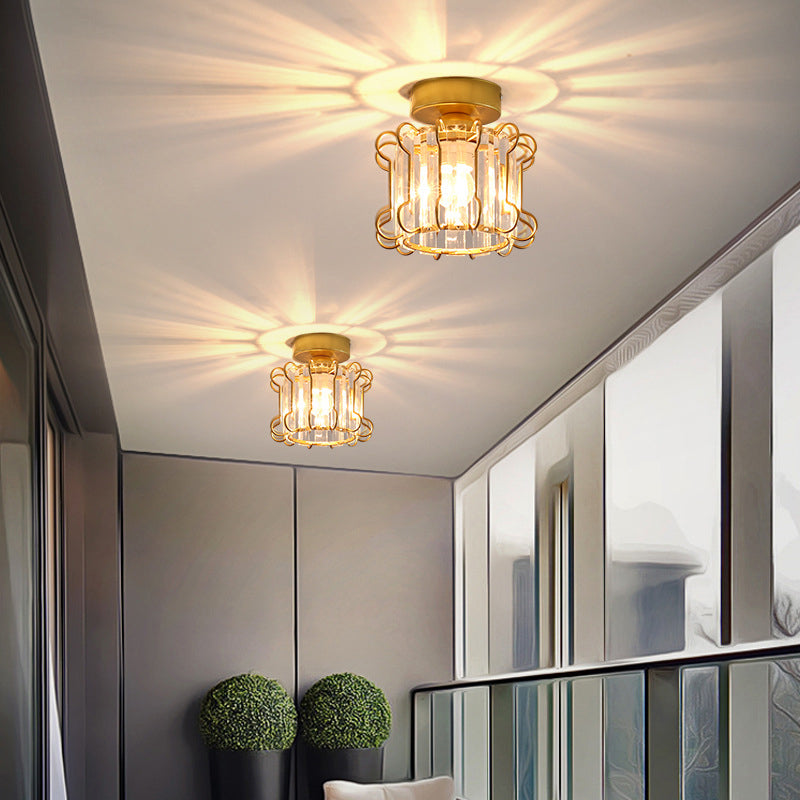 Crystal Shaded Semi Flush Light Fixture Minimalist-Style Close to Ceiling Lamp