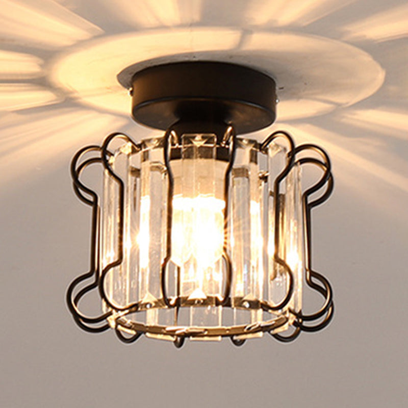 Crystal Shaded Semi Flush Light Fixture Minimalist-Style Close to Ceiling Lamp