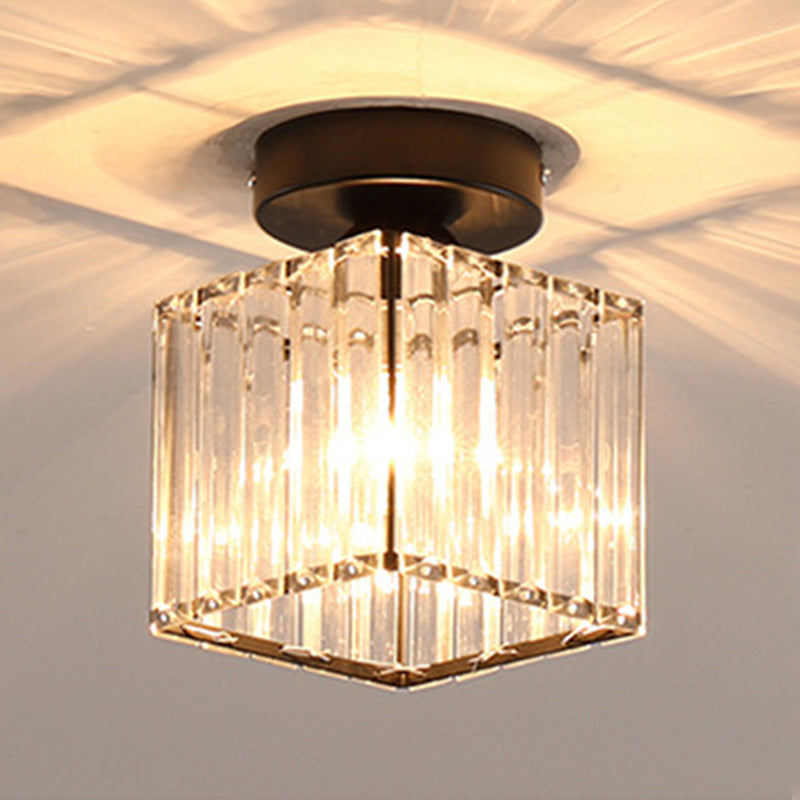 Crystal Shaded Semi Flush Light Fixture Minimalist-Style Close to Ceiling Lamp