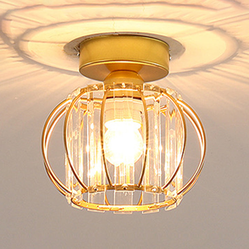 Crystal Shaded Semi Flush Light Fixture Minimalist-Style Close to Ceiling Lamp