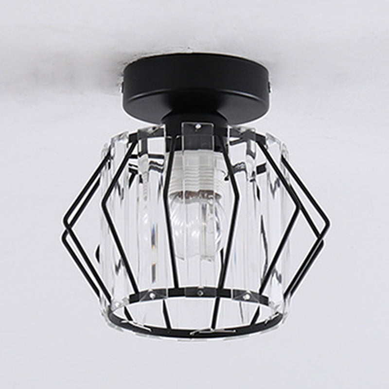 Crystal Shaded Semi Flush Light Fixture Minimalist-Style Close to Ceiling Lamp