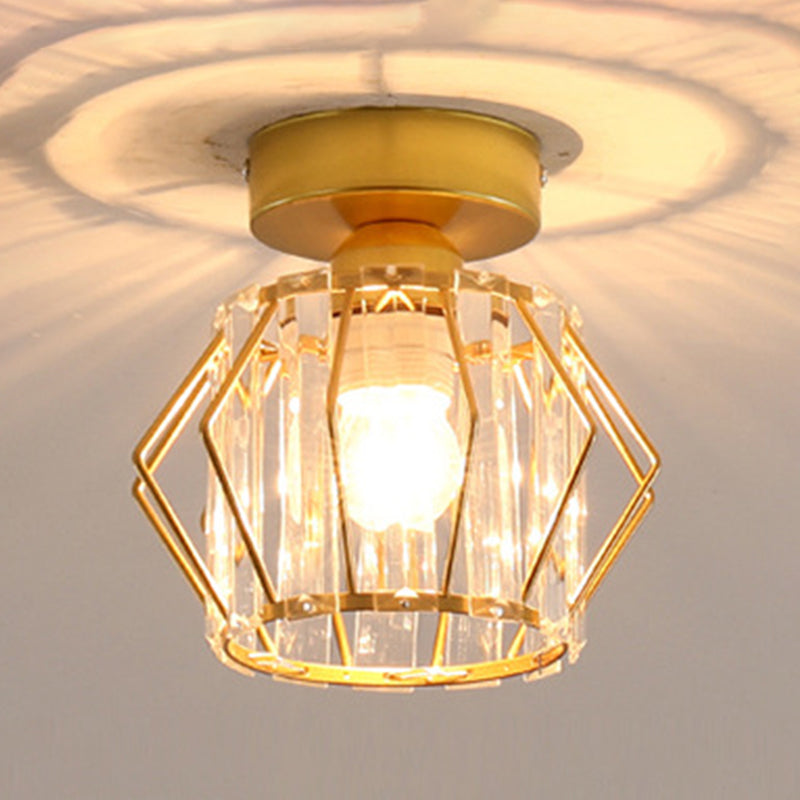 Crystal Shaded Semi Flush Light Fixture Minimalist-Style Close to Ceiling Lamp