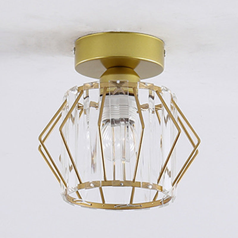 Crystal Shaded Semi Flush Light Fixture Minimalist-Style Close to Ceiling Lamp