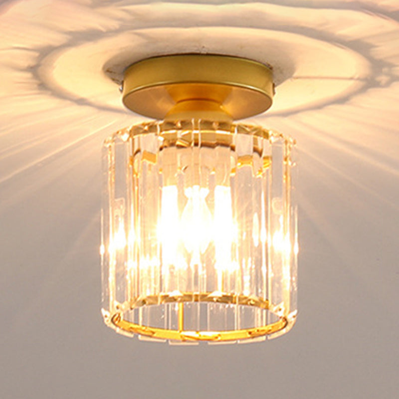 Crystal Shaded Semi Flush Light Fixture Minimalist-Style Close to Ceiling Lamp