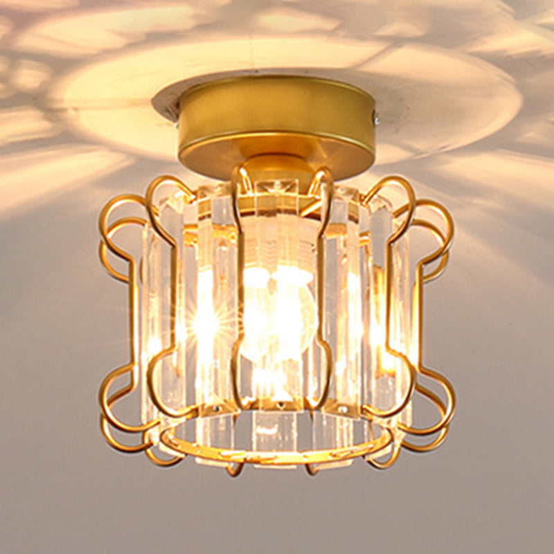 Crystal Shaded Semi Flush Light Fixture Minimalist-Style Close to Ceiling Lamp