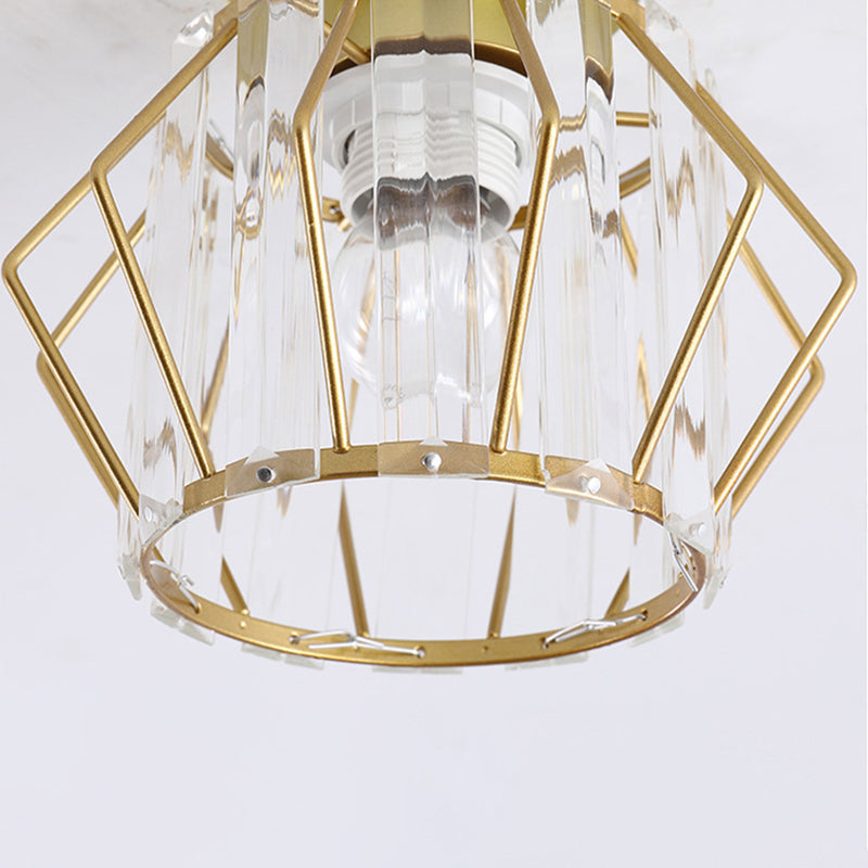Crystal Shaded Semi Flush Light Fixture Minimalist-Style Close to Ceiling Lamp