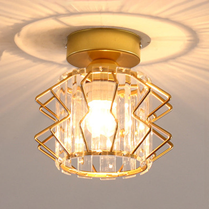 Crystal Shaded Semi Flush Light Fixture Minimalist-Style Close to Ceiling Lamp