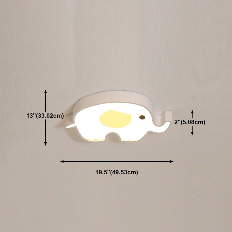 Cartoon Animal Flush Ceiling Light Children's Bedroom LED Flush Mount Light Fixture