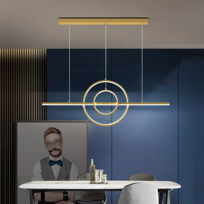 Modern Metal Island Light Geometric Gold LED Island Pendant for Dining Room