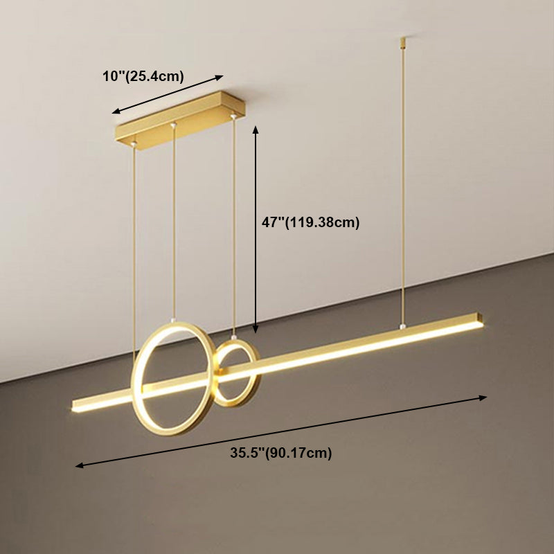 Modern Metal Island Light Geometric Gold LED Island Pendant for Dining Room