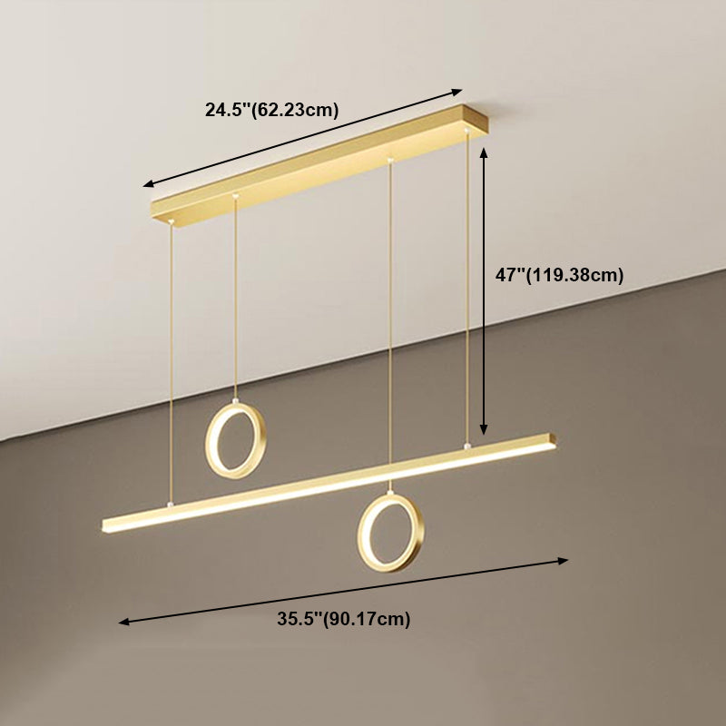 Modern Metal Island Light Geometric Gold LED Island Pendant for Dining Room