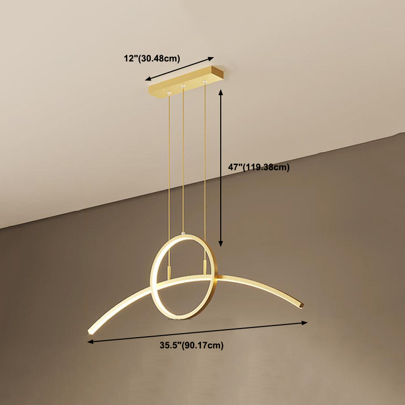 Modern Metal Island Light Geometric Gold LED Island Pendant for Dining Room