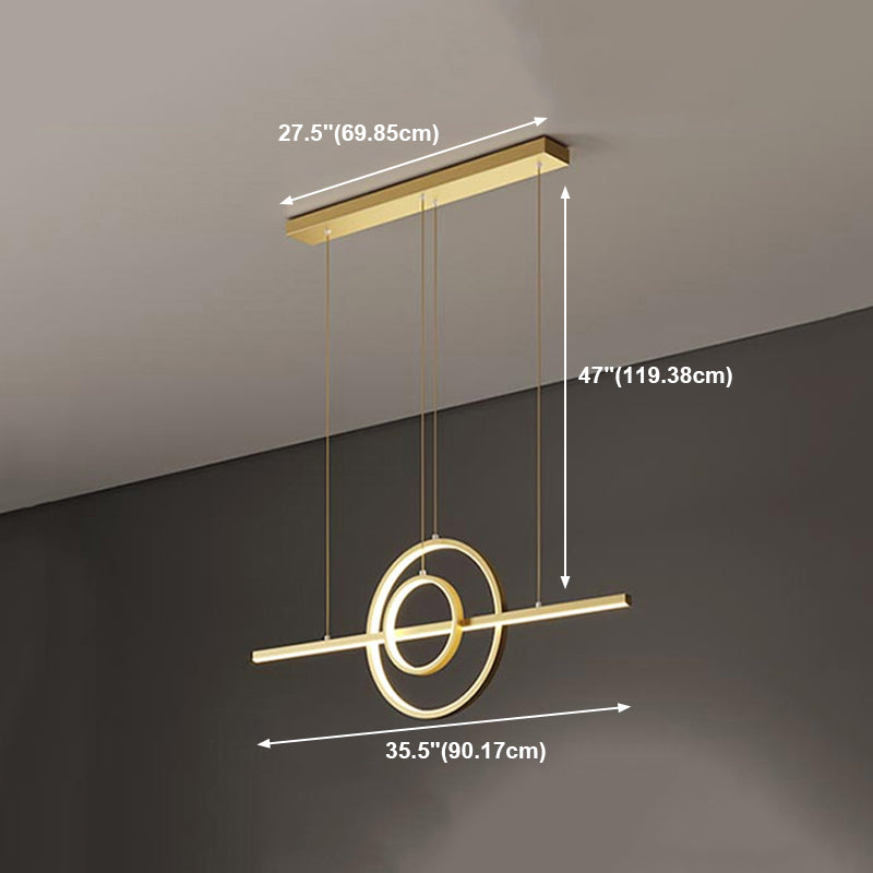 Modern Metal Island Light Geometric Gold LED Island Pendant for Dining Room