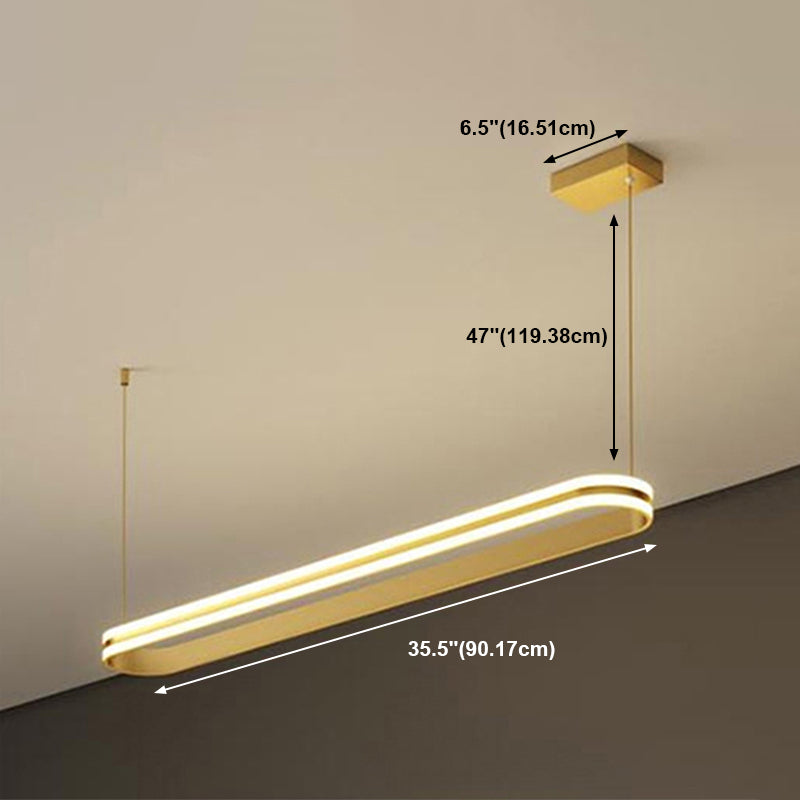 Modern Metal Island Light Geometric Gold LED Island Pendant for Dining Room