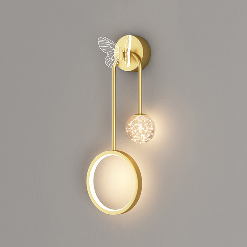 Modern Style Spherical Shape Wall Sconce Glass 3 Light Wall Lighting for Bedroom