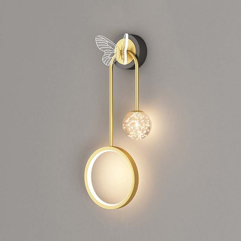 Modern Style Spherical Shape Wall Sconce Glass 3 Light Wall Lighting for Bedroom
