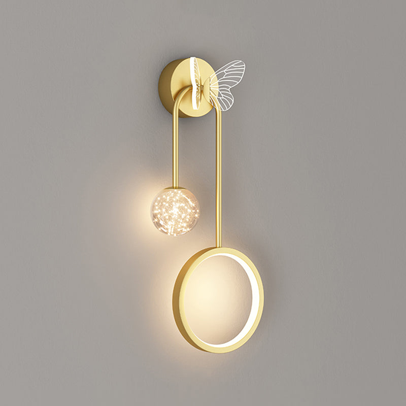 Modern Style Spherical Shape Wall Sconce Glass 3 Light Wall Lighting for Bedroom