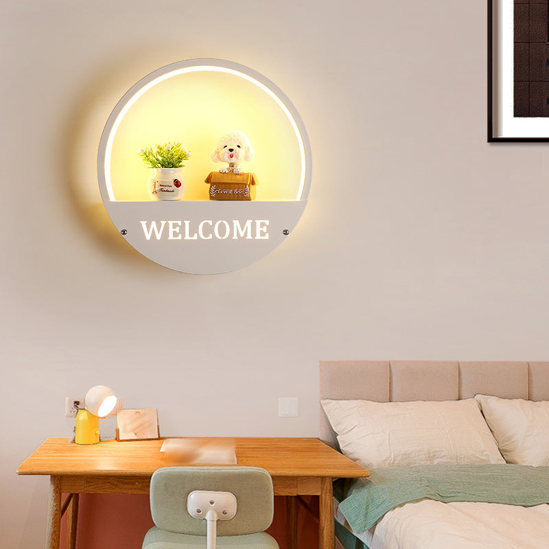 Nordic Style Iron Wall Light Round Shape LED Wall Lamp with Silica Gel Shade for Bedroom