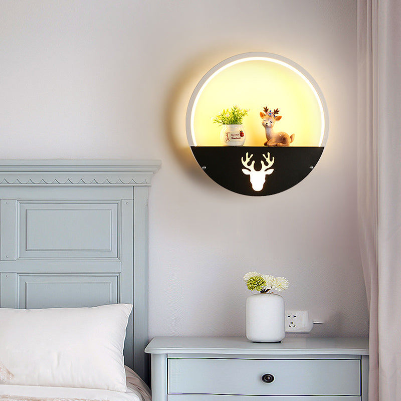 Nordic Style Iron Wall Light Round Shape LED Wall Lamp with Silica Gel Shade for Bedroom