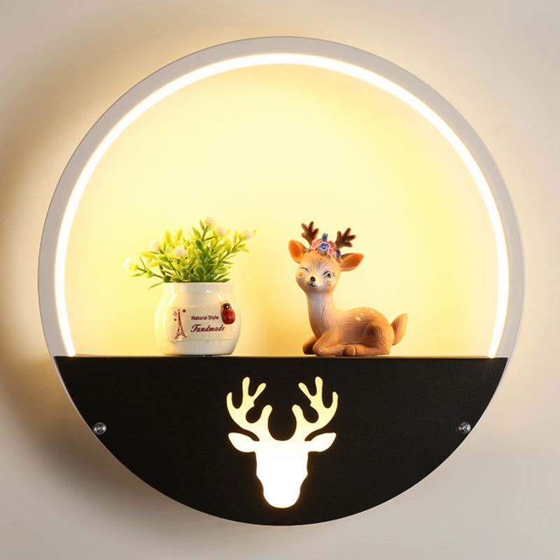 Nordic Style Iron Wall Light Round Shape LED Wall Lamp with Silica Gel Shade for Bedroom