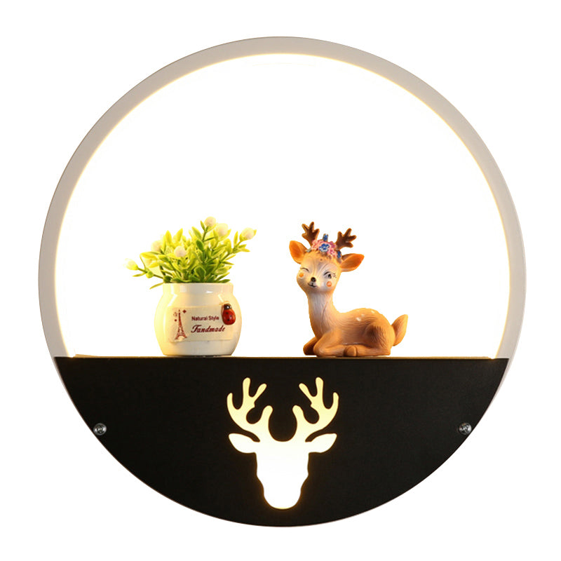 Nordic Style Iron Wall Light Round Shape LED Wall Lamp with Silica Gel Shade for Bedroom